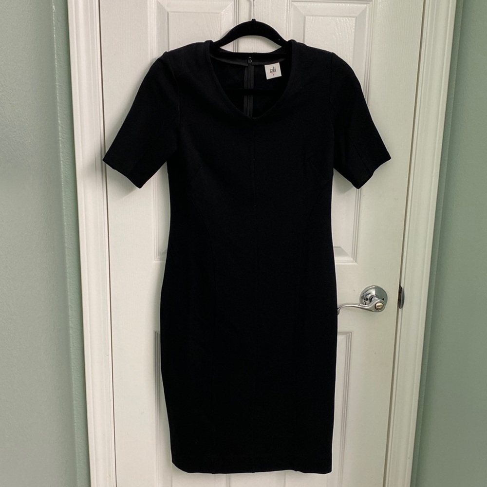 Cabi Style 3101 Claire Black Ponte Sheath Dress size 6. Perfect for date night.